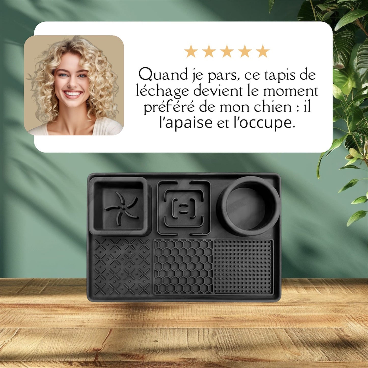 Mangeoire lente en silicone pour chien – Tapis à lécher avec ventouse