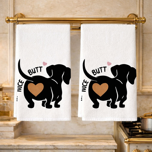 Torchon de cuisine Teckel - Motif cœur imprimé 2D