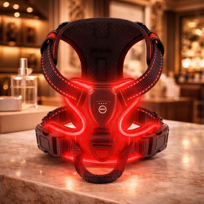 Harnais futuriste LED pour chien – Visibilité 360° et sécurité nocturne avancée