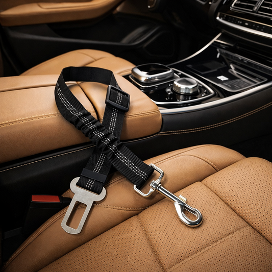 Ceinture de Sécurité Réfléchissante pour Chien – Harnais Nylon Ajustable avec Sangle Élastique