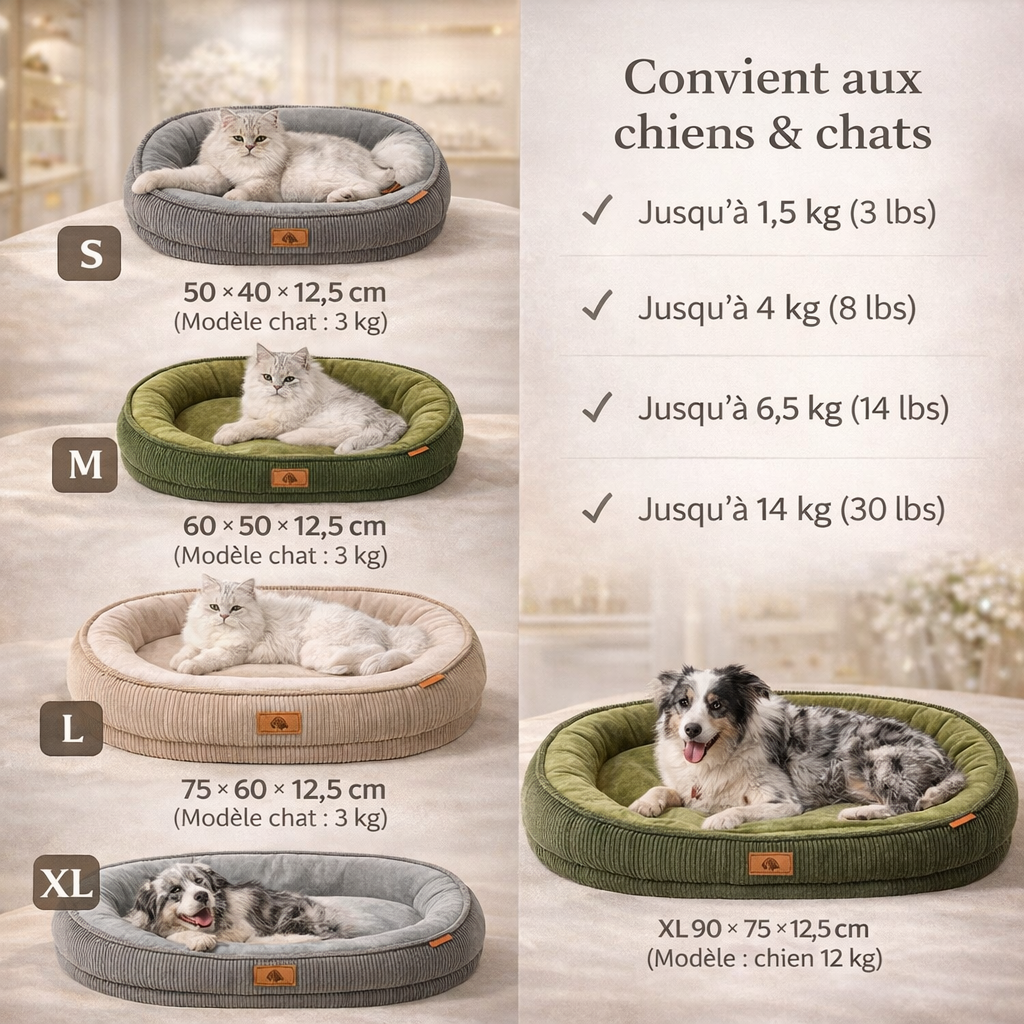 Panier Velours Côtelé Déhoussable pour Chien – Chaleur Hiver Anti-Dérapant