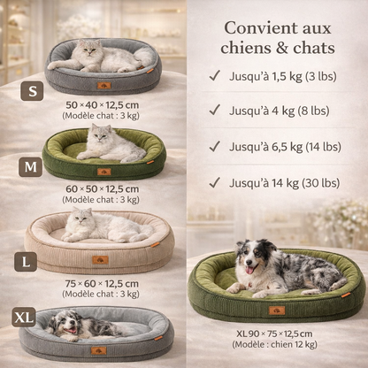 Panier Velours Côtelé Déhoussable pour Chien – Chaleur Hiver Anti-Dérapant