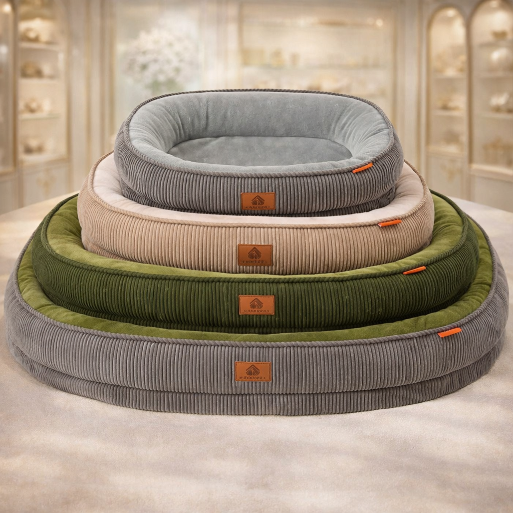 Panier Velours Côtelé Déhoussable pour Chien – Chaleur Hiver Anti-Dérapant