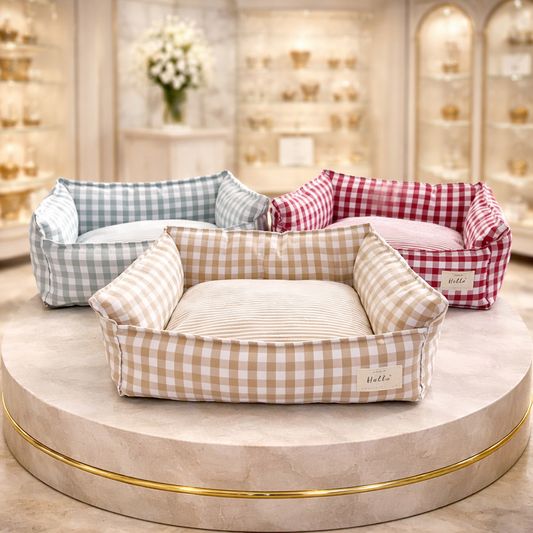 Panier Premium Rayé en Coton pour Chien et Chat – Confort Respirant