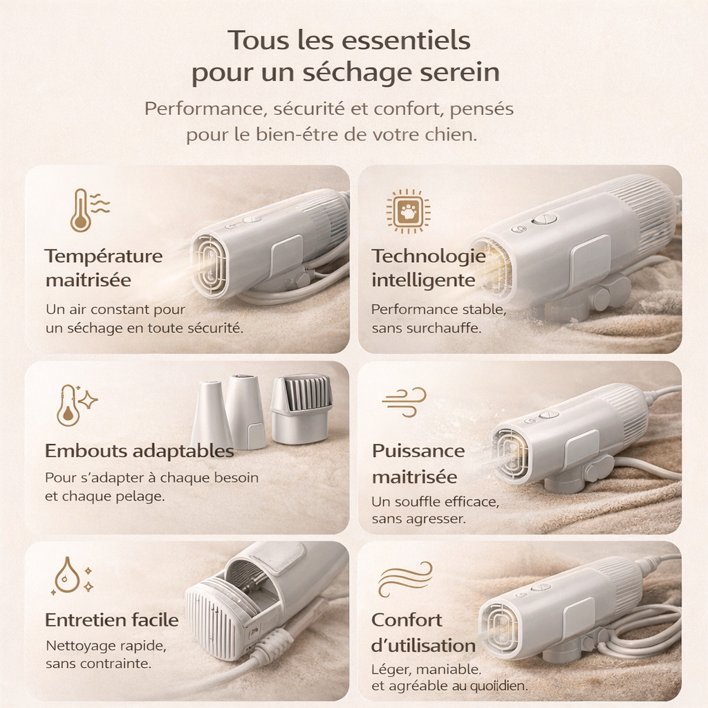 Sechoir de Toilettage Mains Libres pour Chien & Chat