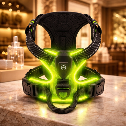 Harnais futuriste LED pour chien – Visibilité 360° et sécurité nocturne avancée