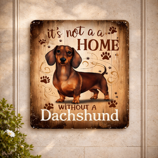 Plaque murale métal Teckel - "Ce n'est pas une maison sans un Teckel"