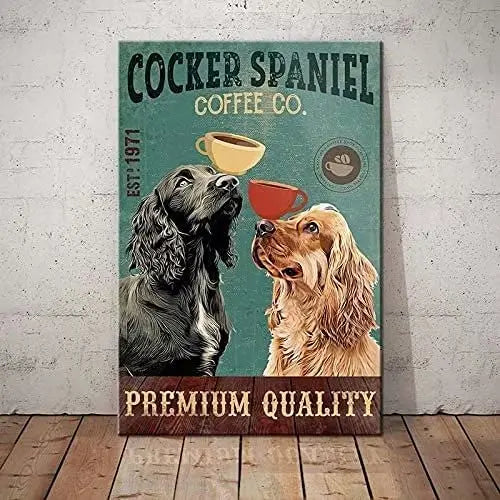 Plaque décorative métal Cocker Spaniel Coffee Co. pour décoration murale